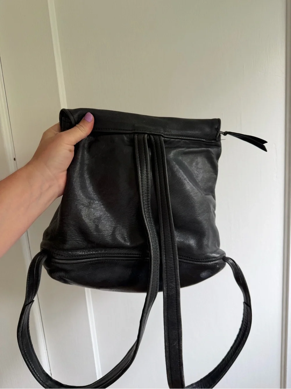 Genuine Leather Minimal Black Women's Backpack - Sleek Everyday Carry